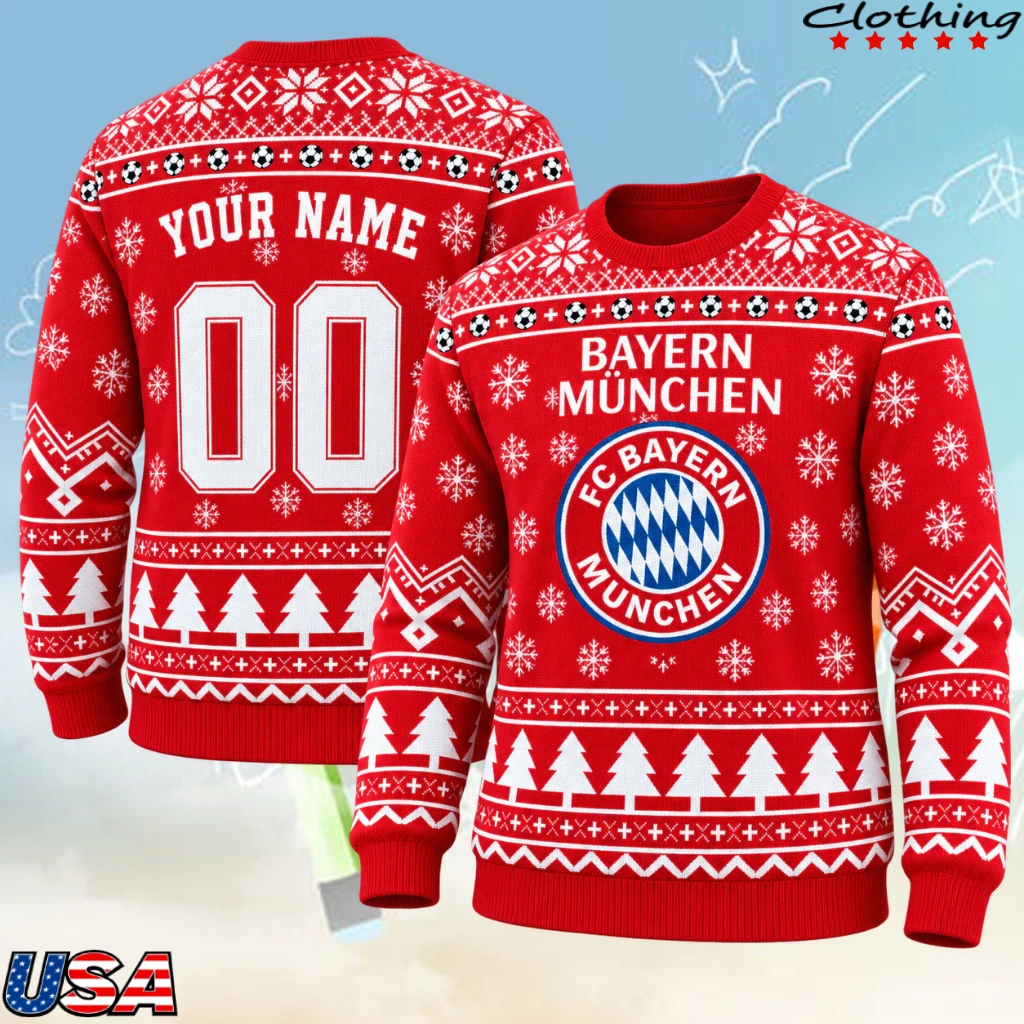 FC Bayern Munchen All Over Print Ugly Christmas Sweater